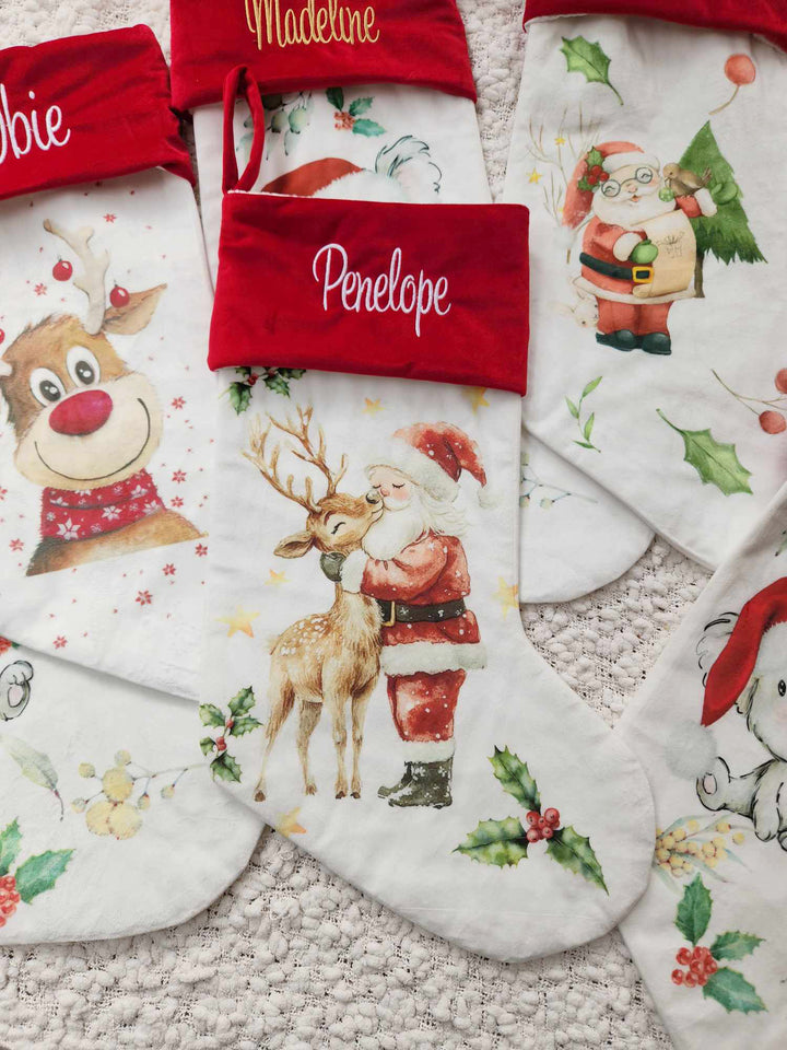 Santa and Prancer Christmas Stocking