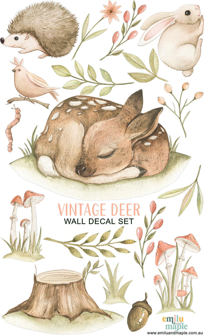 Vintage Deer Wall Decal Set