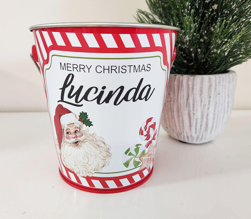 Retro Santa Red Christmas Bucket
