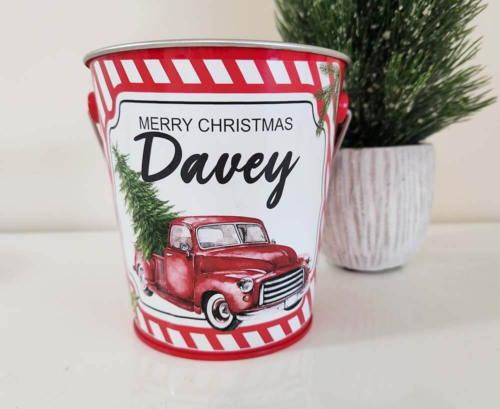 Retro Truck Christmas Bucket