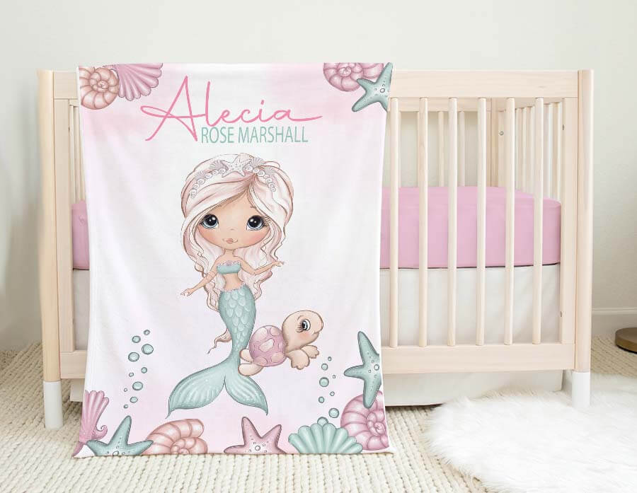 Personalised Minky Blanket Alesea Mermaid