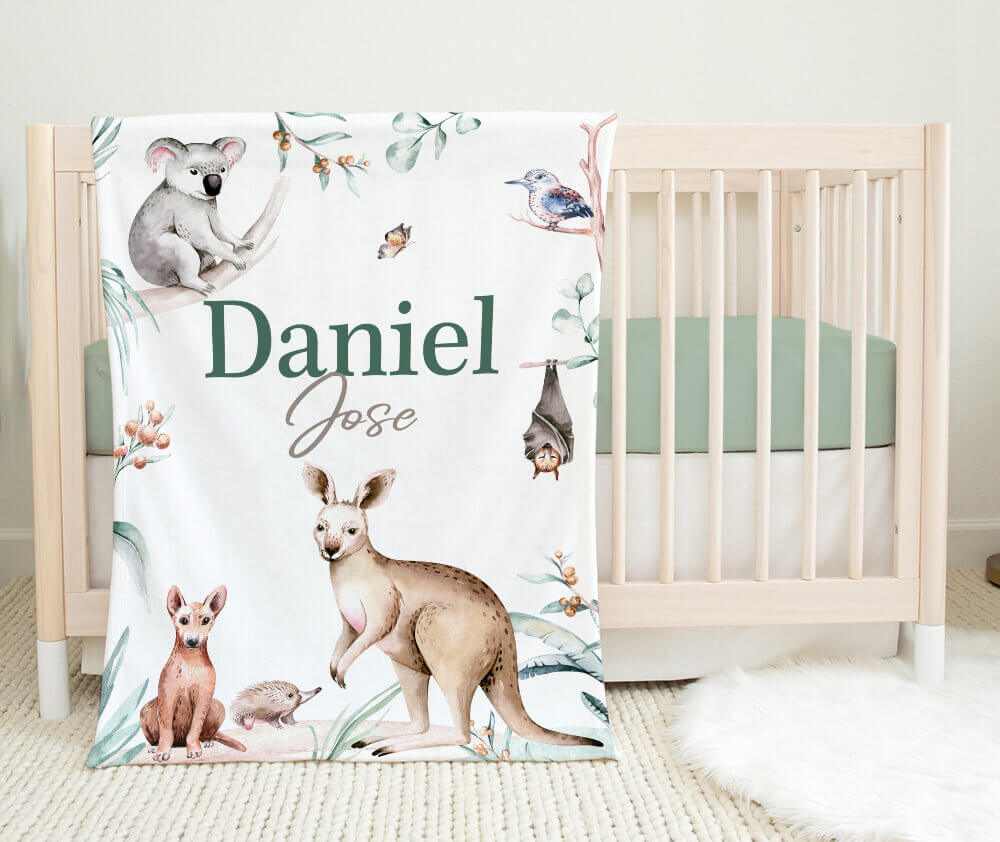 Personalised Minky Blanket Australian Fauna