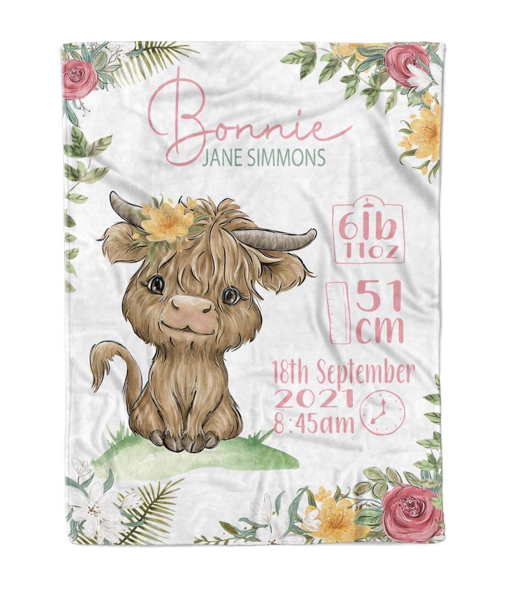 Buffalo Floral Birth Blanket