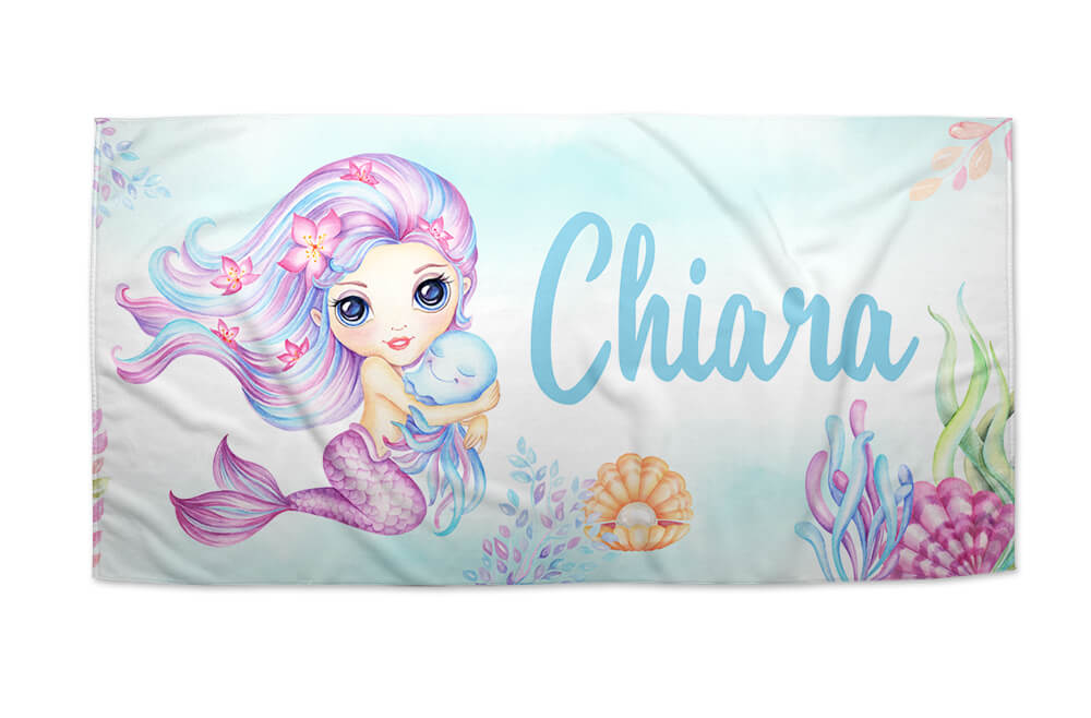 Mermaid Seashells Beach Towel