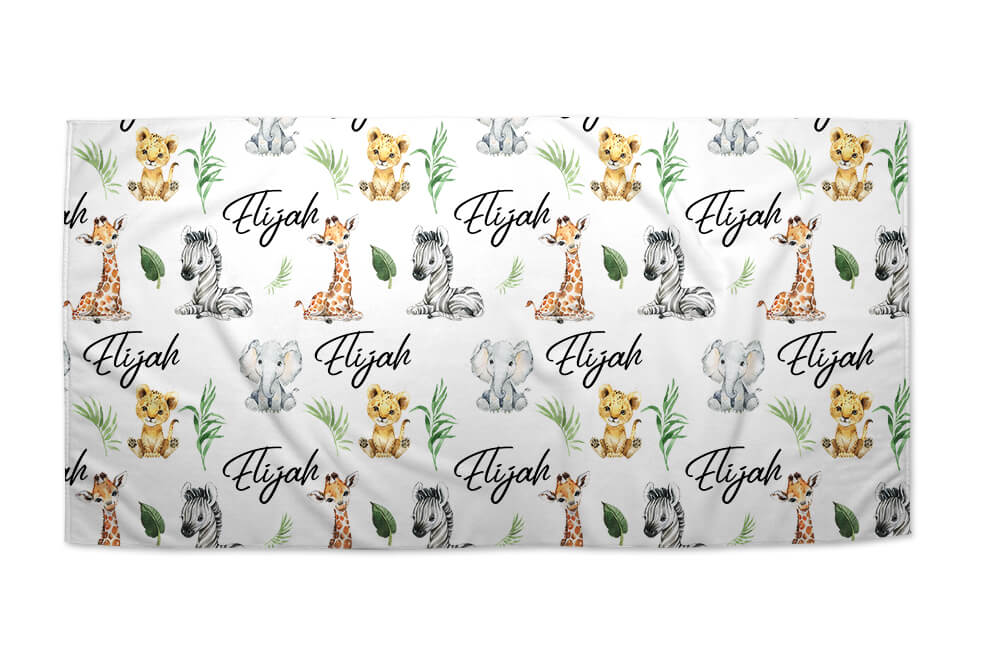 Boys Cute Jungle Safari Animals Zebra Giraffe Kids Beach Towel 256477175321283064