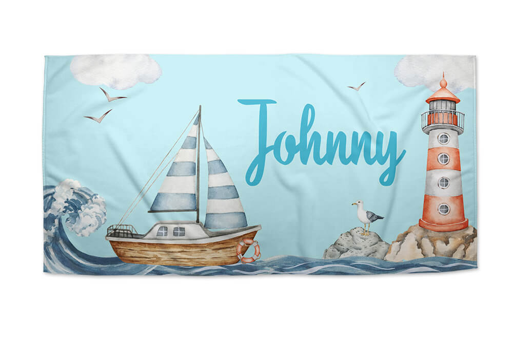 Sail Away Theme Beach Towel