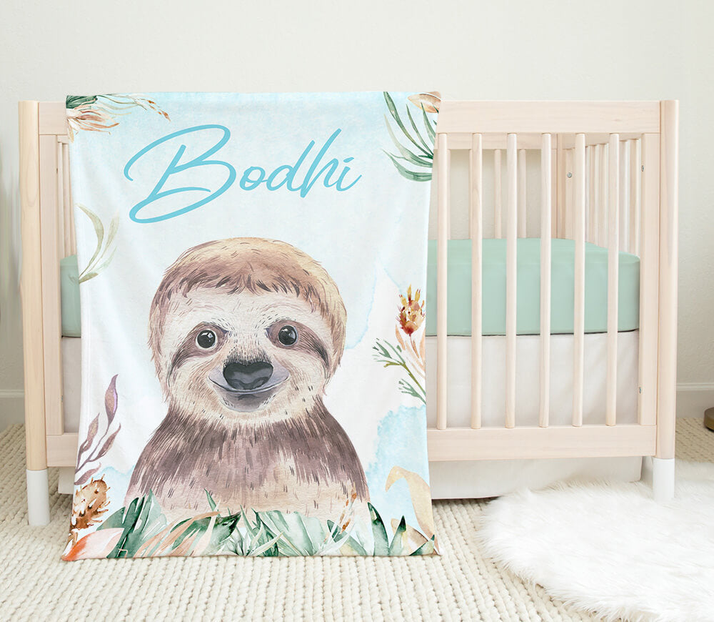 Sloth Fern Minky Blanket
